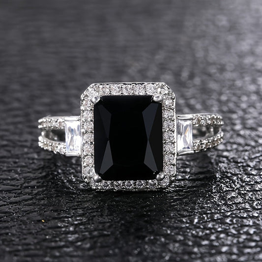 Sophisticated Onyx Zirconia Statement Ring
