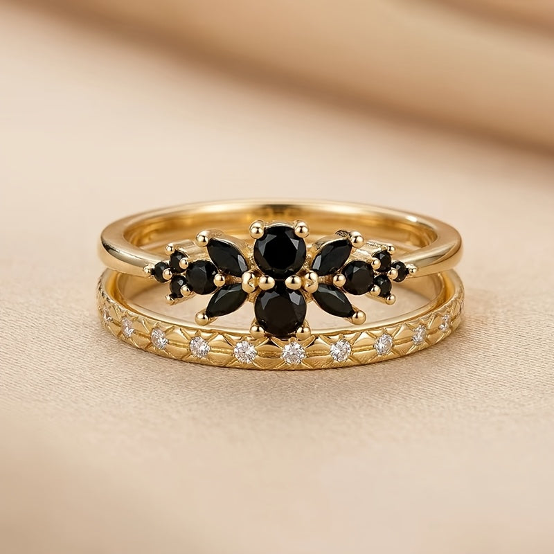 Elegant Onyx Copper Band Ring