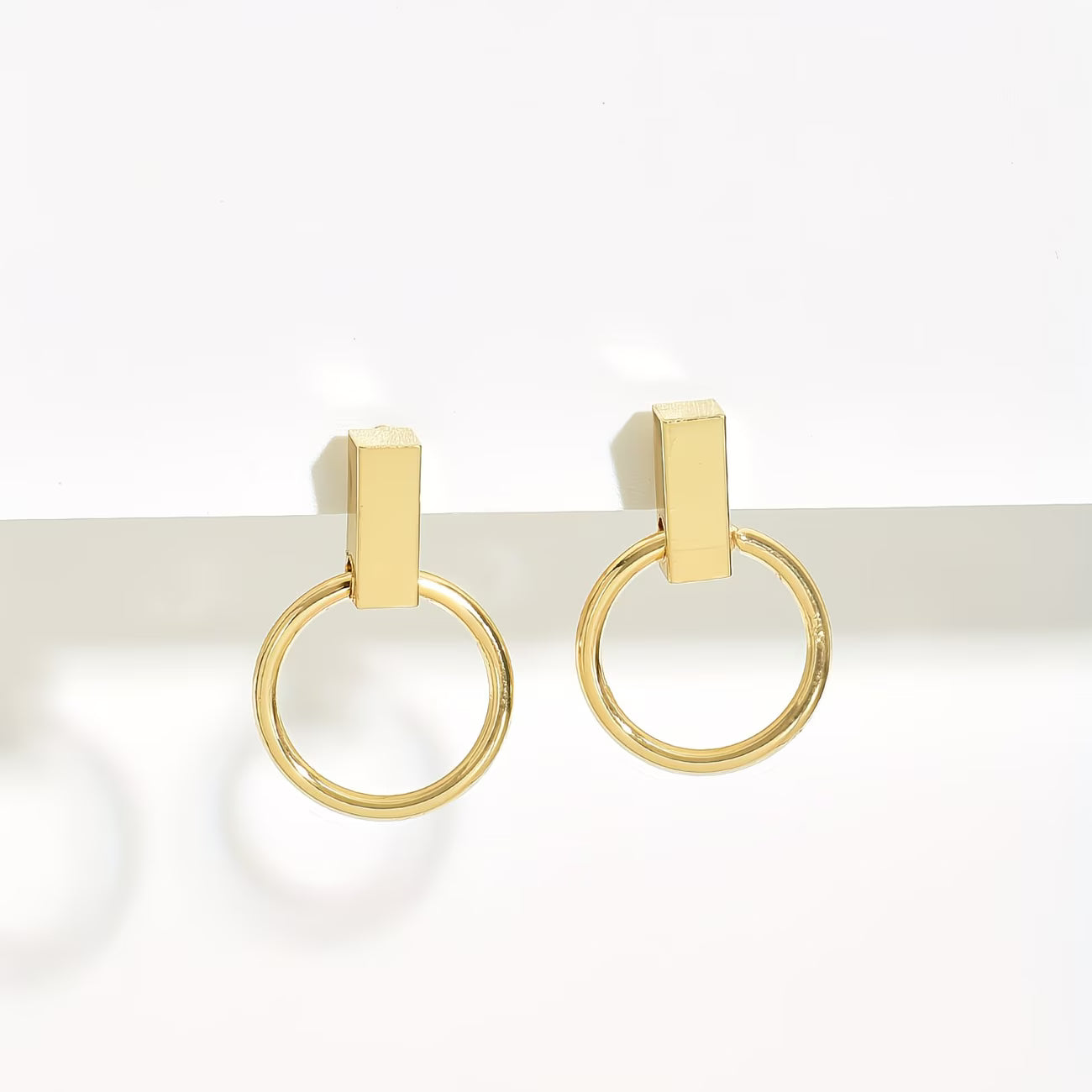 Minimalist Bar Circle Earrings