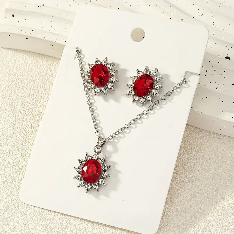 Sophisticated Ruby White Gold Set