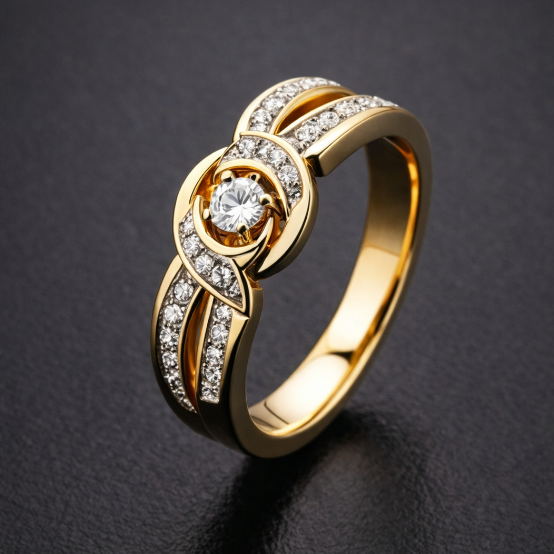 Elegant Gold Crystal Infinity Ring