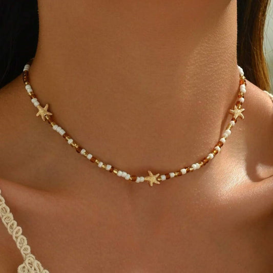 Minimal Starfish Beaded Necklace