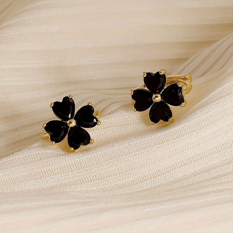 Elegant Gold Plated Flower Stud Earrings