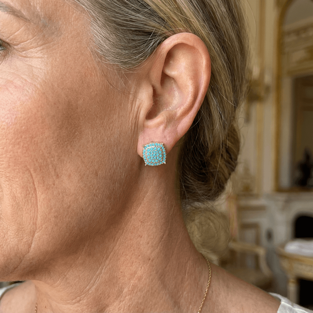 Beautiful Square Turquoise Stud Earrings