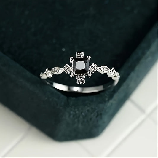 Elegant Black Square Inlay Ring