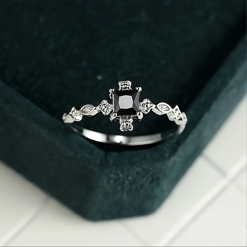 Elegant Black Square Inlay Ring
