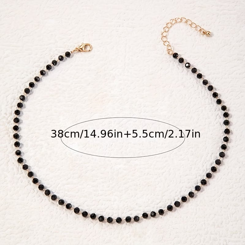 Minimal Onyx Beaded Necklace