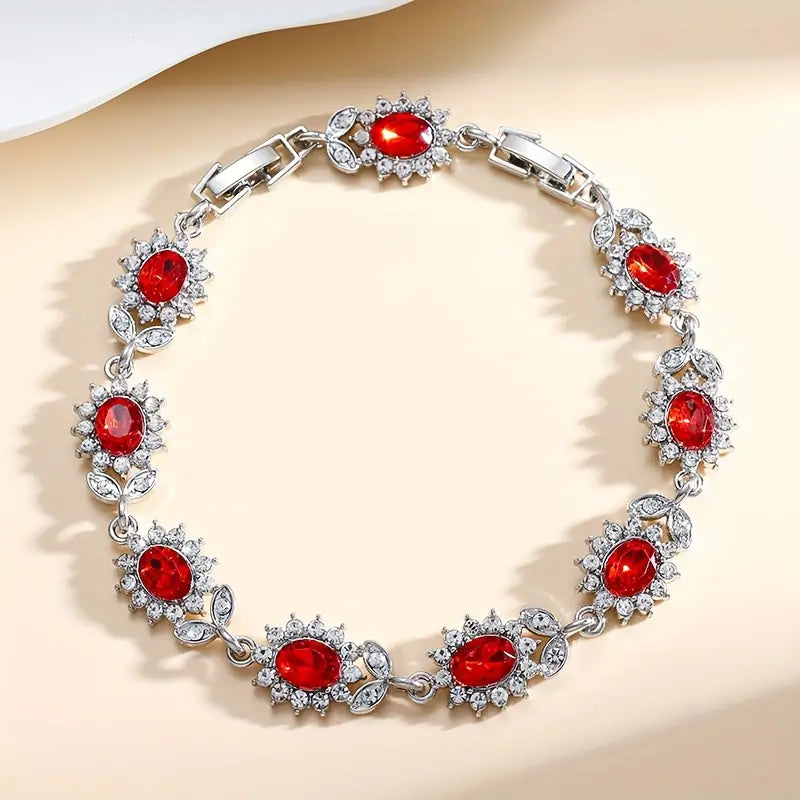 Elegant Crimson Enamel Gold Bracelet