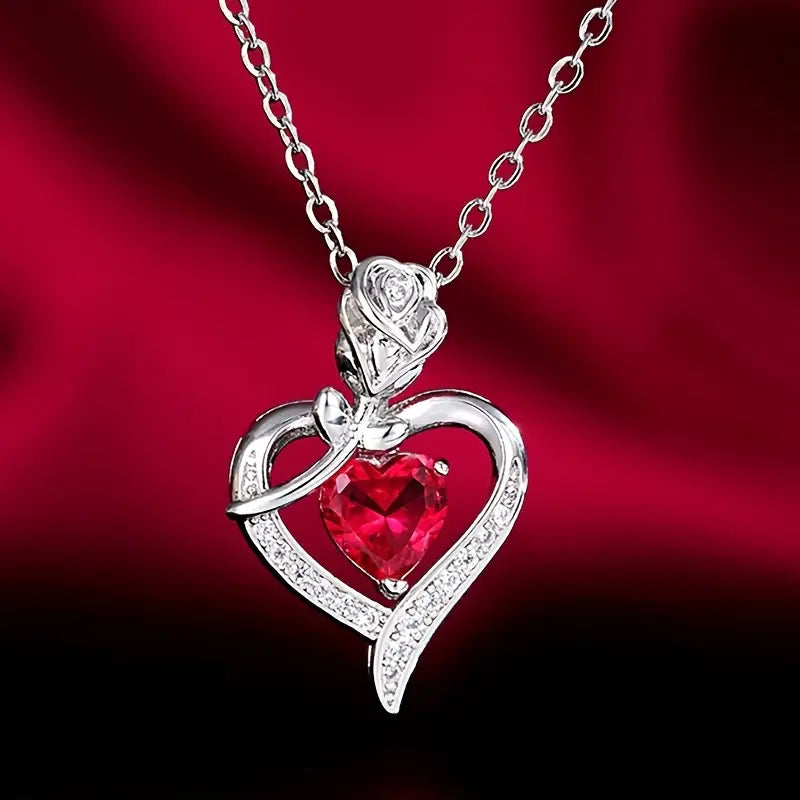 Elegant Ruby White Gold Necklace