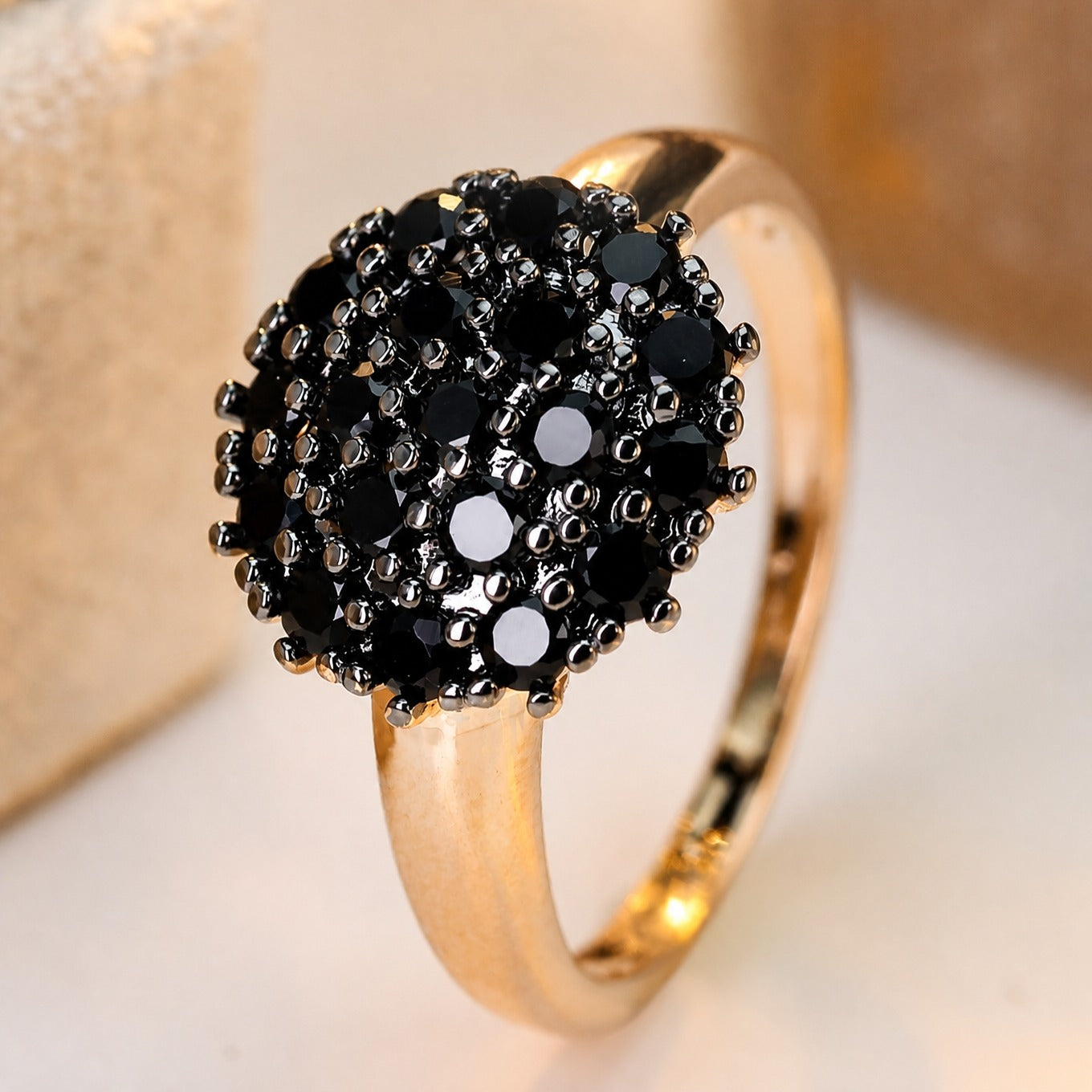 Sophisticated Onyx Gold Statement Ring