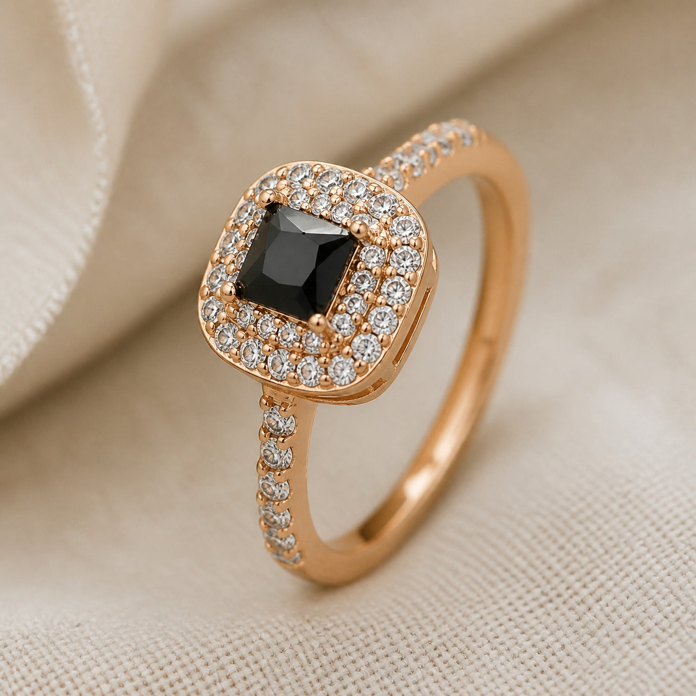 Sophisticated Black Onyx Gold Ring