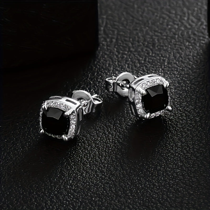 Sophisticated Gold Square Zirconia Earrings