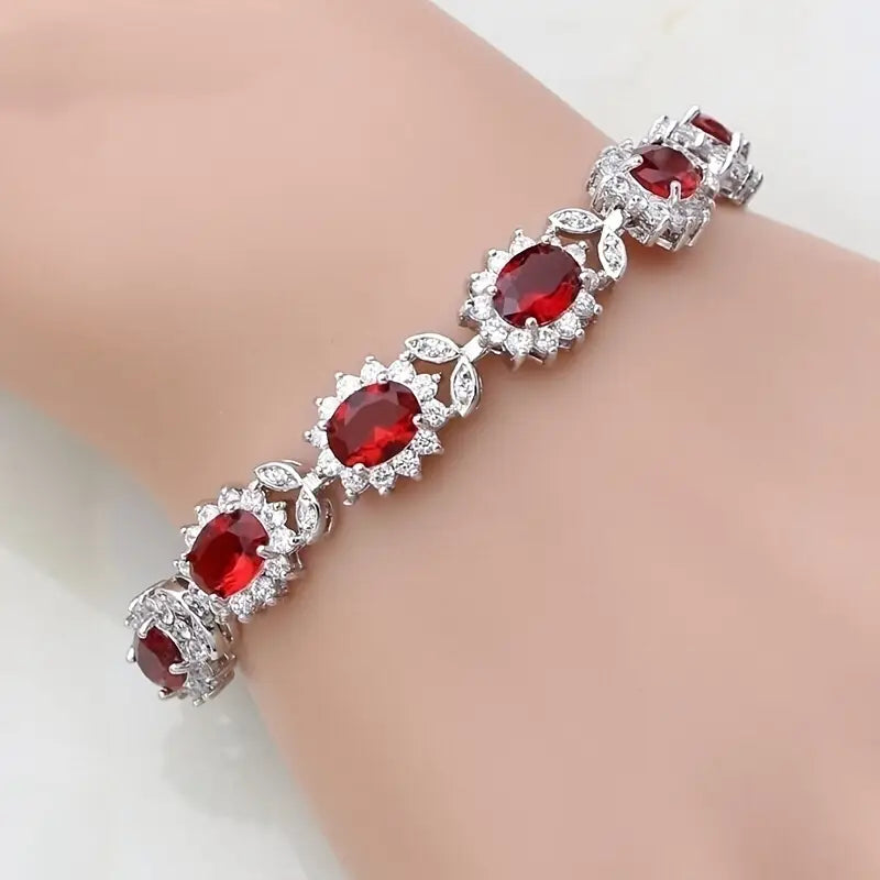 Elegant Crimson Enamel Gold Bracelet