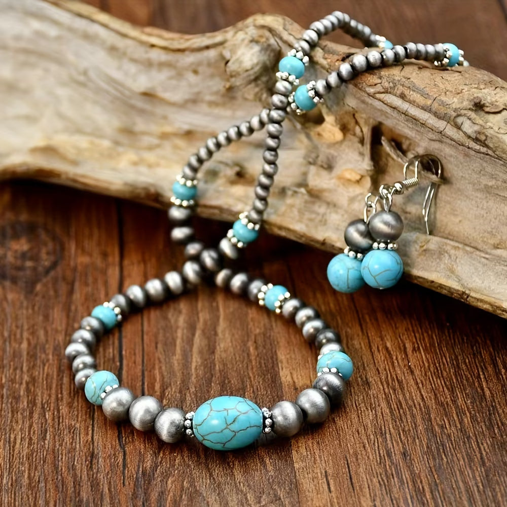 Turquoise Necklace and Earrings modern Necklace