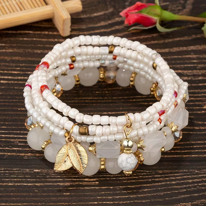 Elegant Crown Pearl Bracelet Set