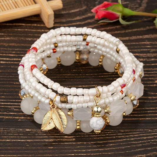 Elegant Crown Pearl Bracelet Set