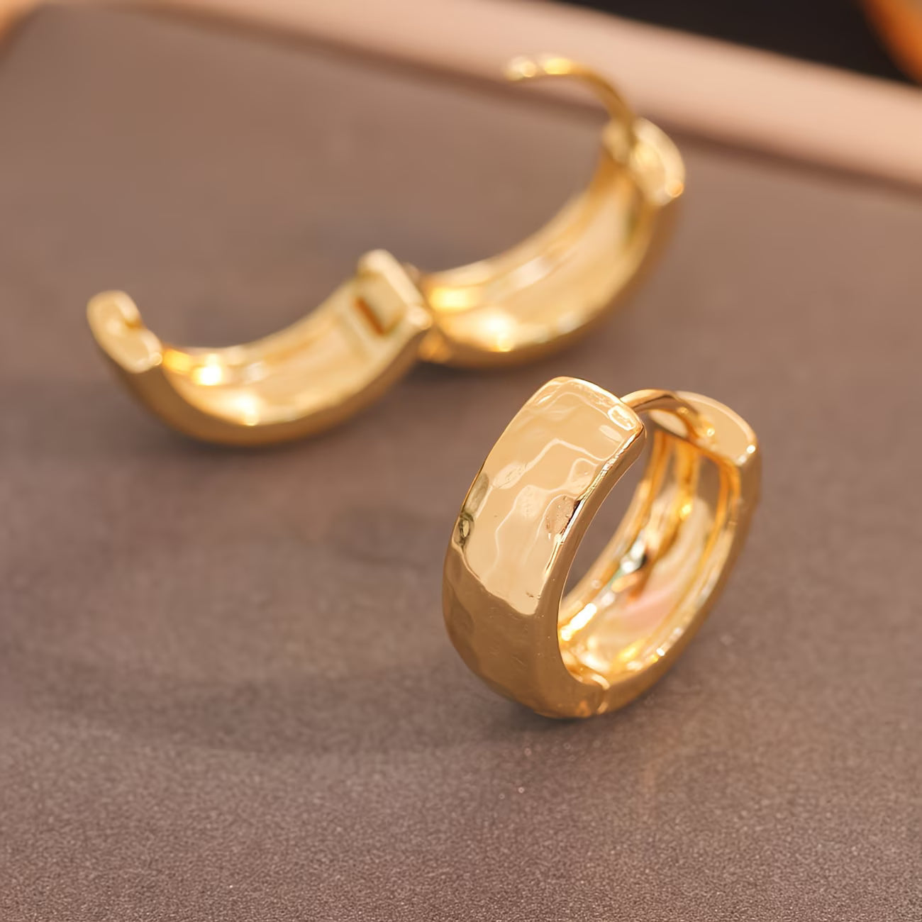 Small Hammered Hoop Earrings