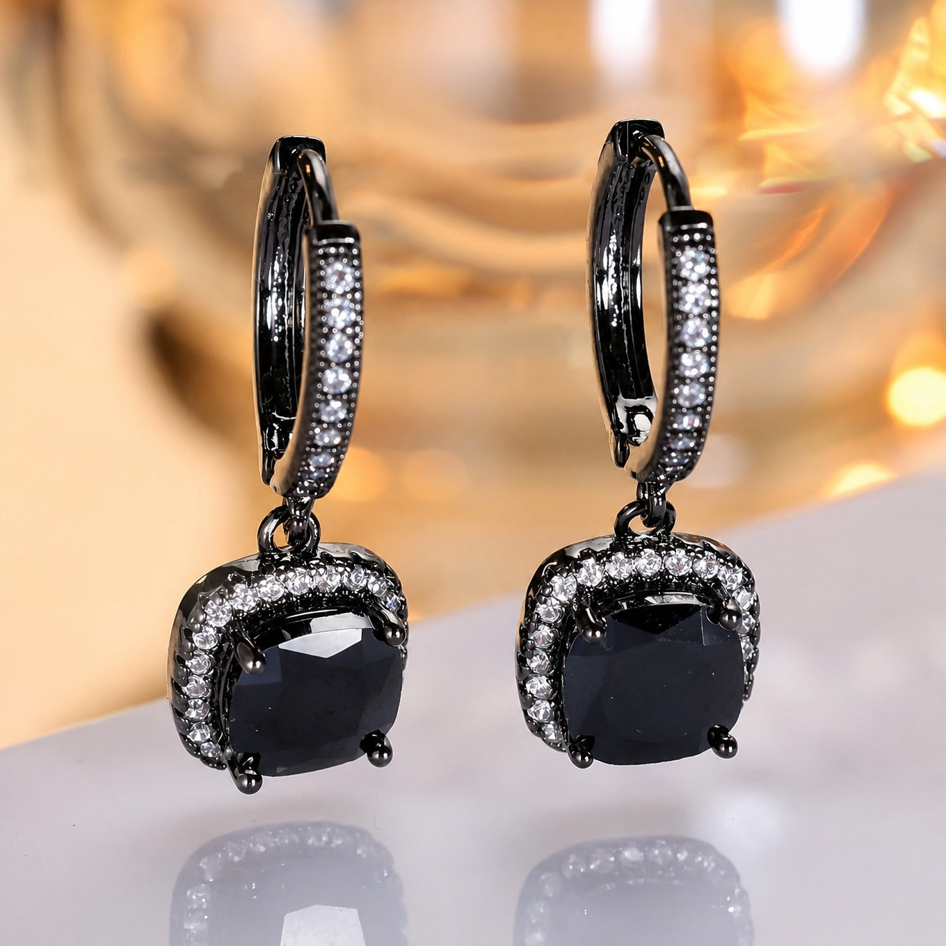 Elegant Gun Black Vintage Earrings