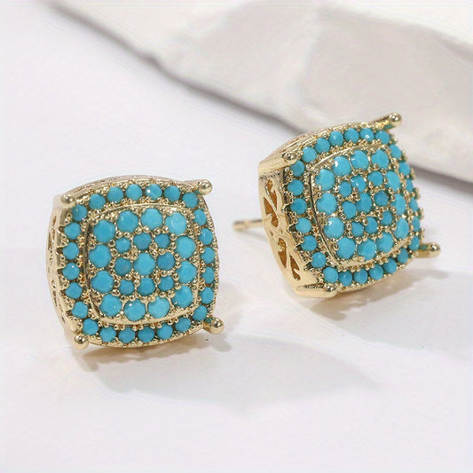 Beautiful Square Turquoise Stud Earrings