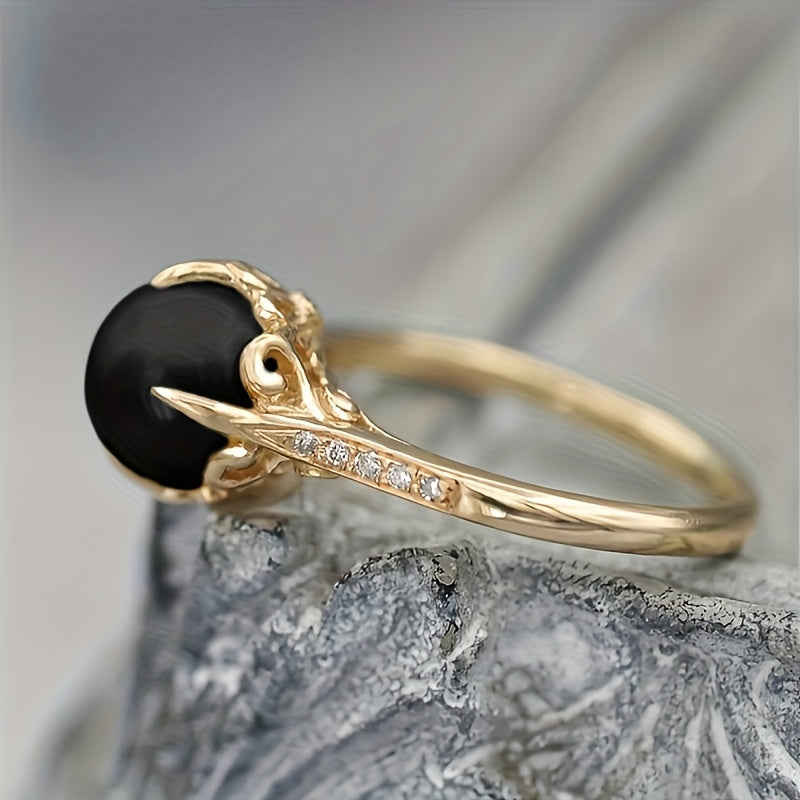 Elegant Vintage Black Zirconia Ring