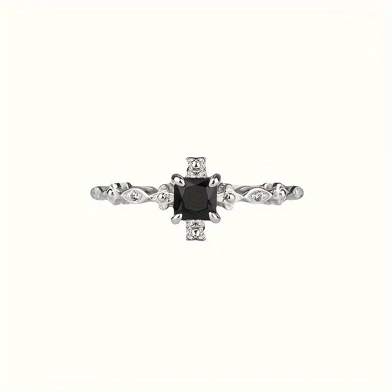 Elegant Black Square Inlay Ring