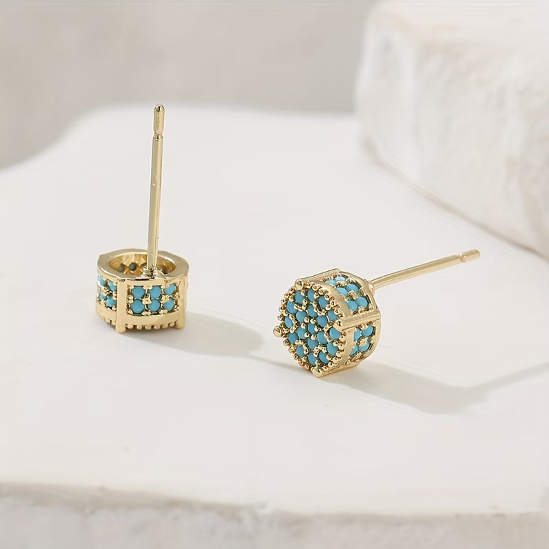 Gilded Turquoise Stud Earrings