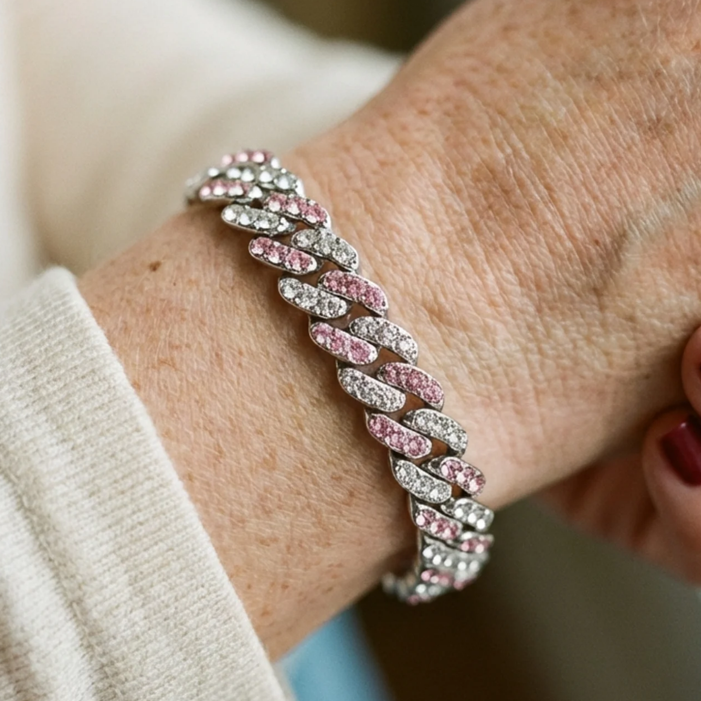 Elegant Rosé Sapphire Cuban Bracelet