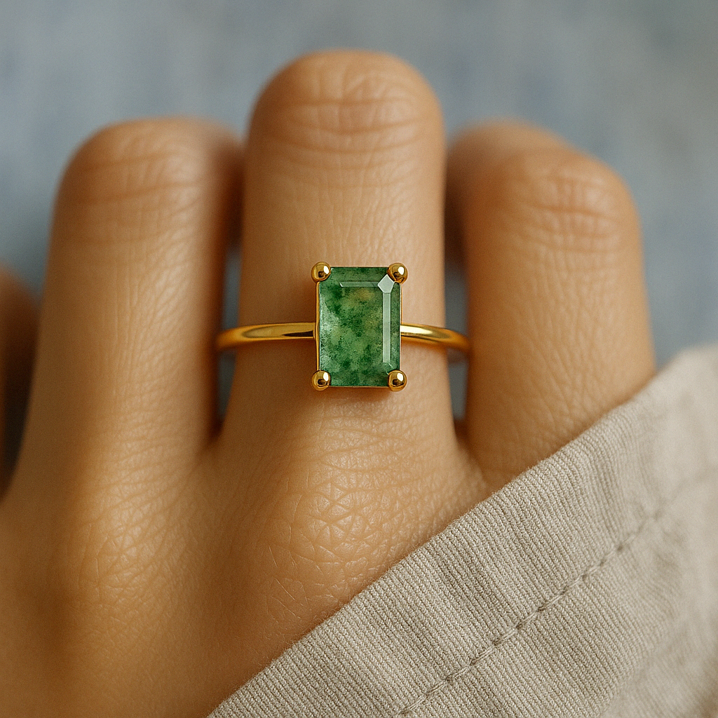 Natural Moss Emerald Ring