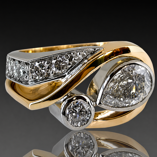 Sophisticated Two-Tone Zirconia Ring