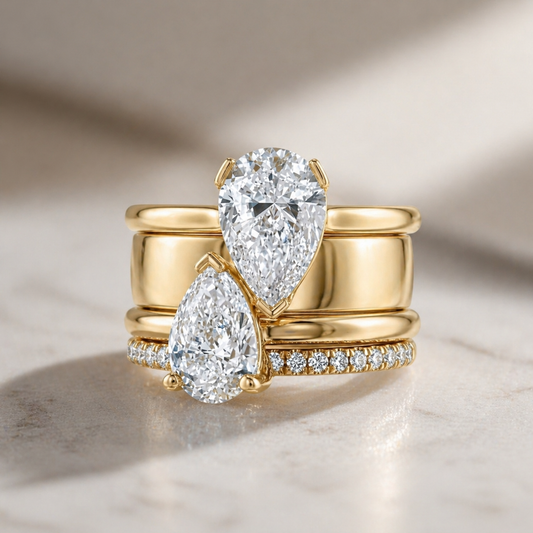 Elegant Dual Zirconia Drop Ring