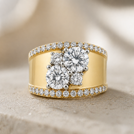 Elegant Vintage Gold Zirconia Ring