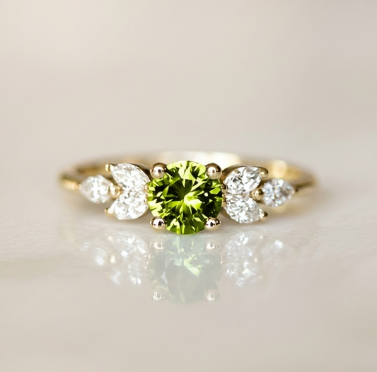 Sophisticated Olive Zirconia Vintage Ring