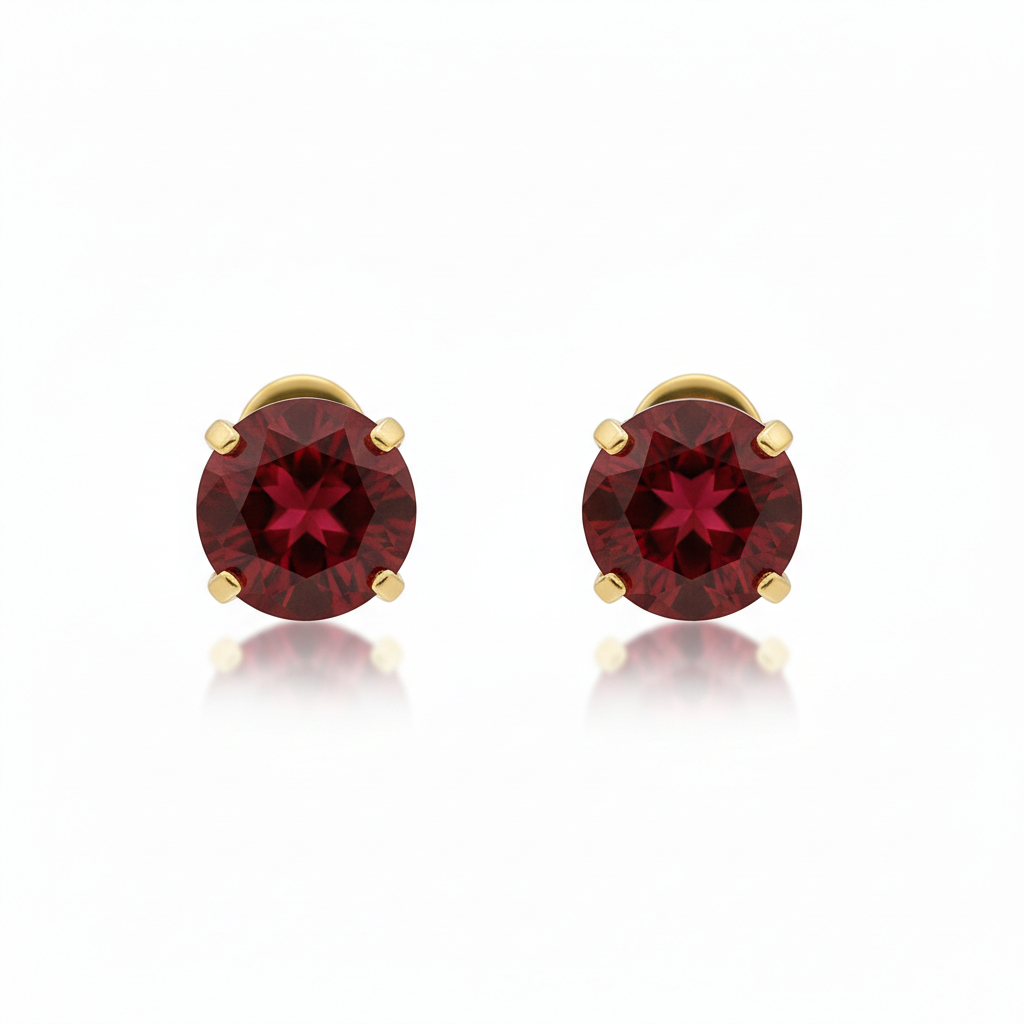 Elegant Ruby Gold Stud Earrings