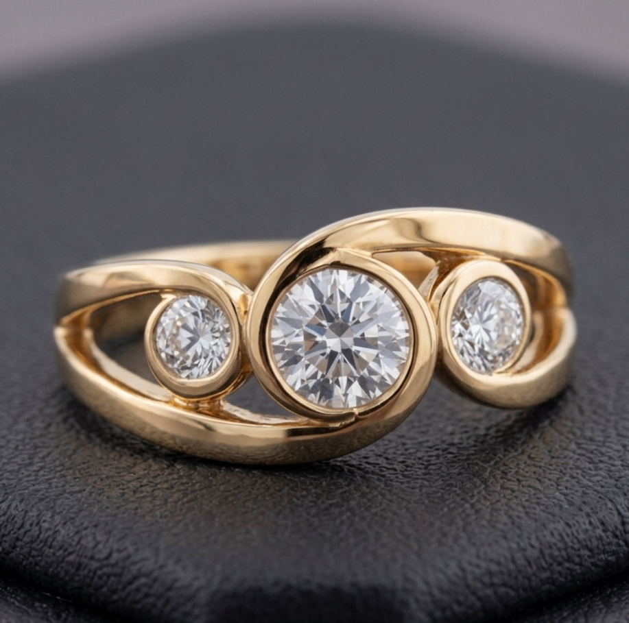 Elegant Vintage Gold Spiral Ring