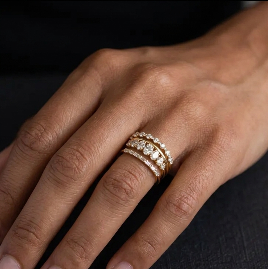 Sophisticated Vintage-Inspired Zirconia Ring Set