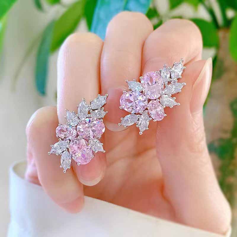 Elegant Rosé Sapphire Blossom Earrings