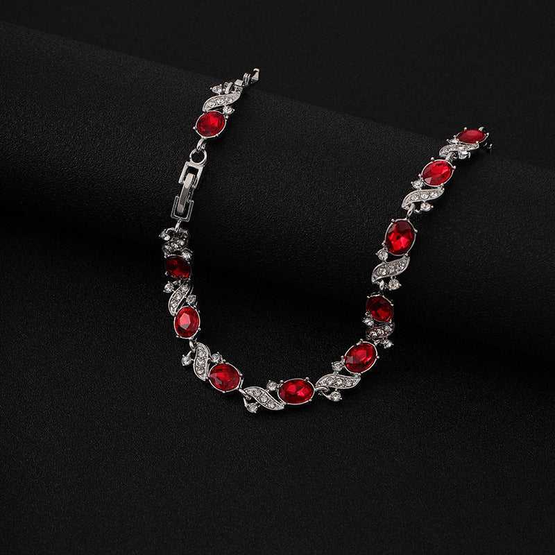 Sophisticated Ruby-Accent White Gold Bracelet