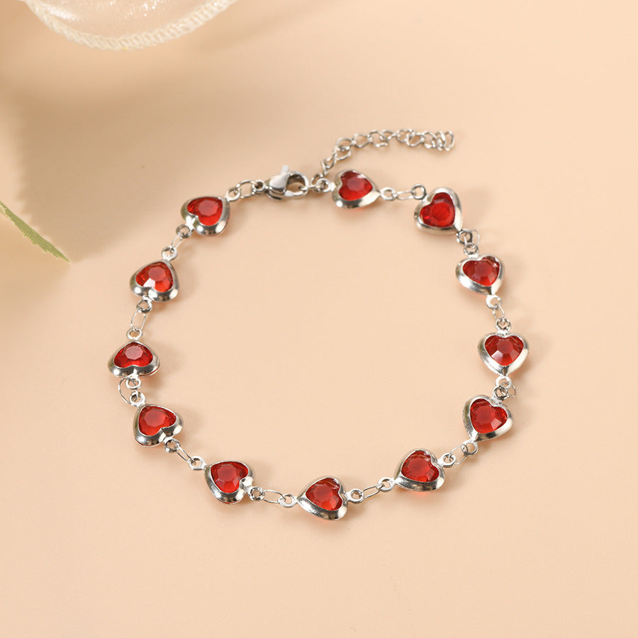 Sophisticated Garnet White Gold Bracelet