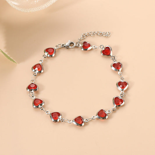 Sophisticated Garnet White Gold Bracelet