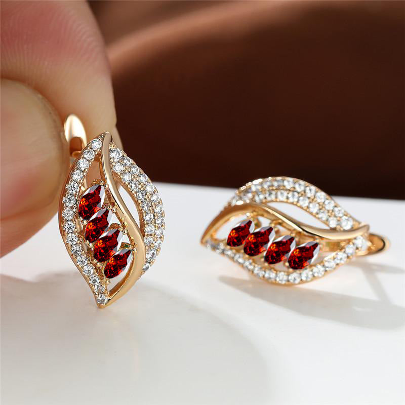 Sophisticated Ruby Gold Drop Earrings