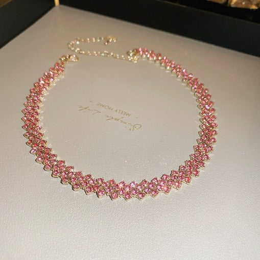 Elegant Rosé Sapphire Layered Necklace