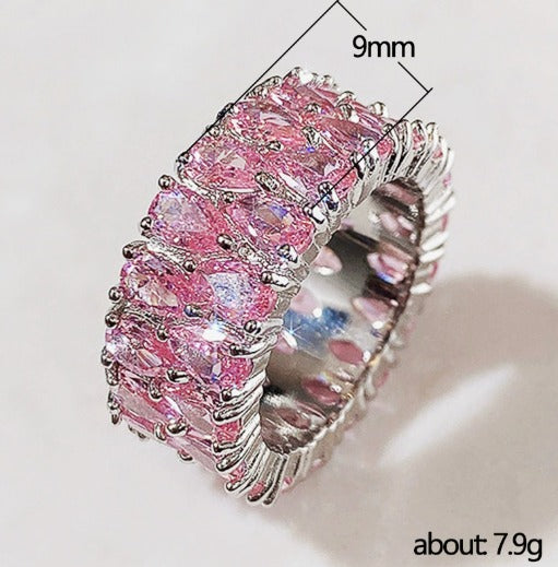 Elegant Rosé Blush Cascade Ring