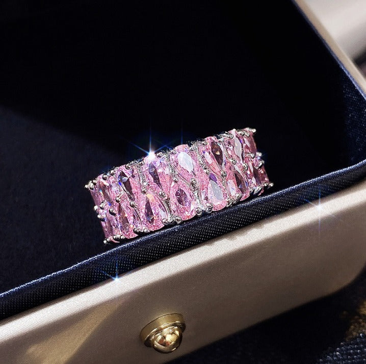 Elegant Rosé Blush Cascade Ring