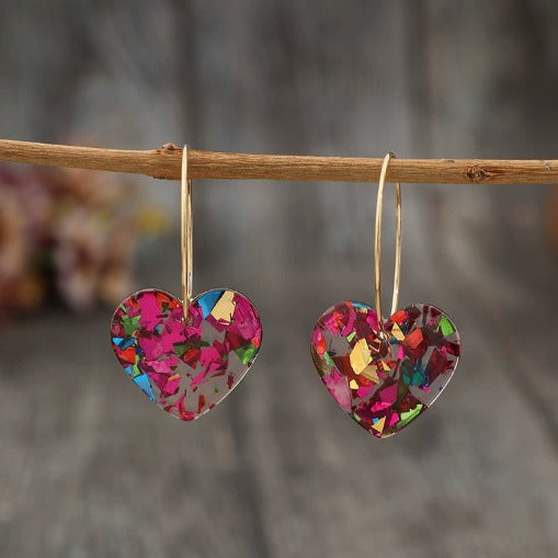 Elegant Gold Heart Drop Earrings