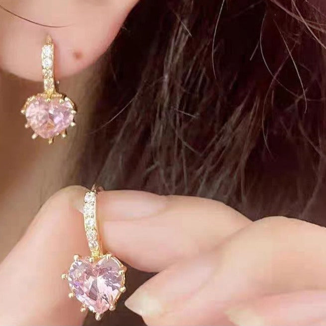Elegant Rosé Sapphire Huggie Earrings