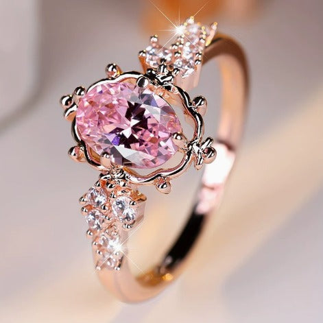 Elegant Rosé Sapphire Rose Gold Tiara Ring