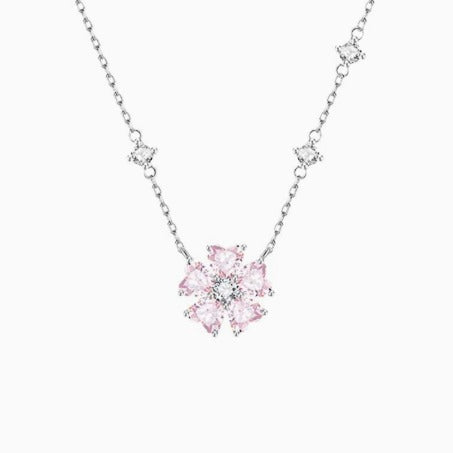 Elegant Rosé Sapphire Flower Pendant