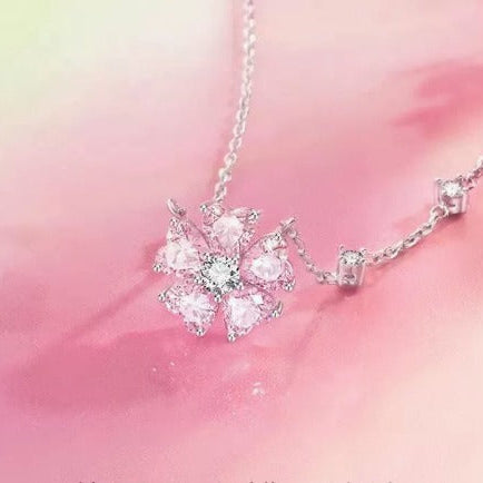 Elegant Rosé Sapphire Flower Pendant