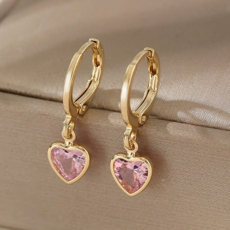 Elegant Rosé Sapphire Cupid Charm Earrings