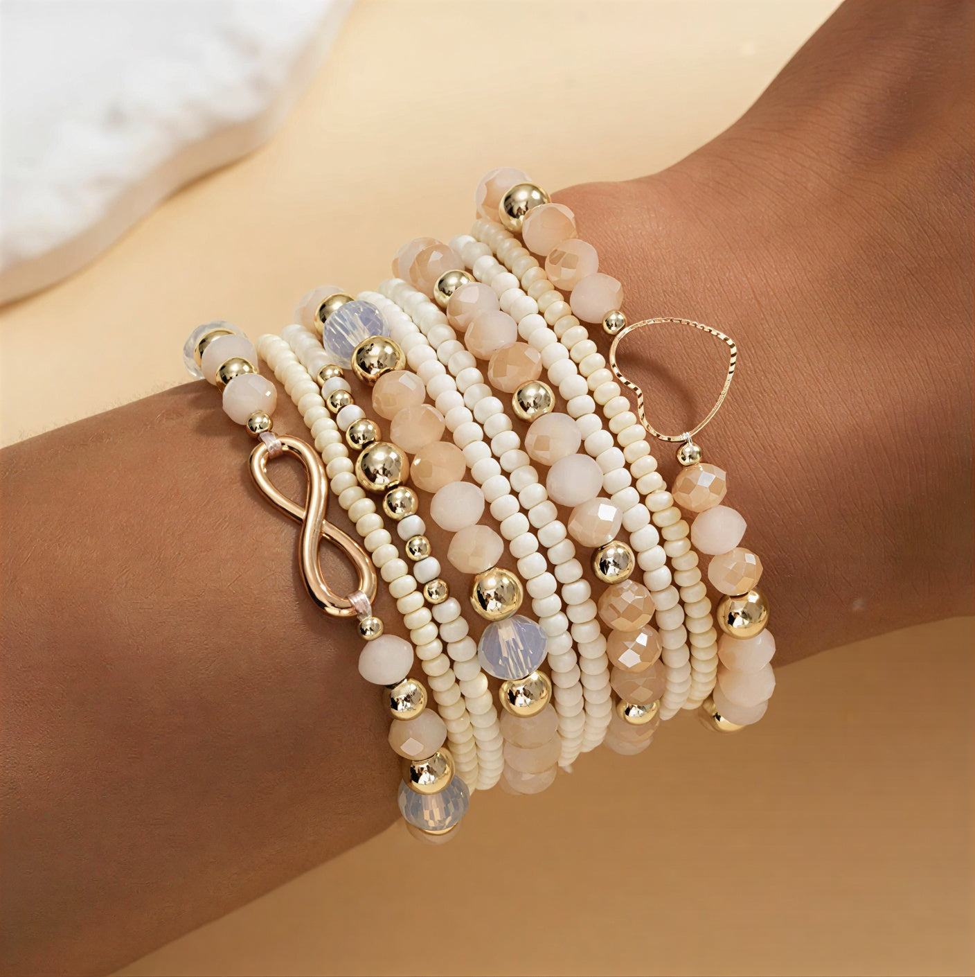 Premium Pearl Stacking Bracelet Set of 10